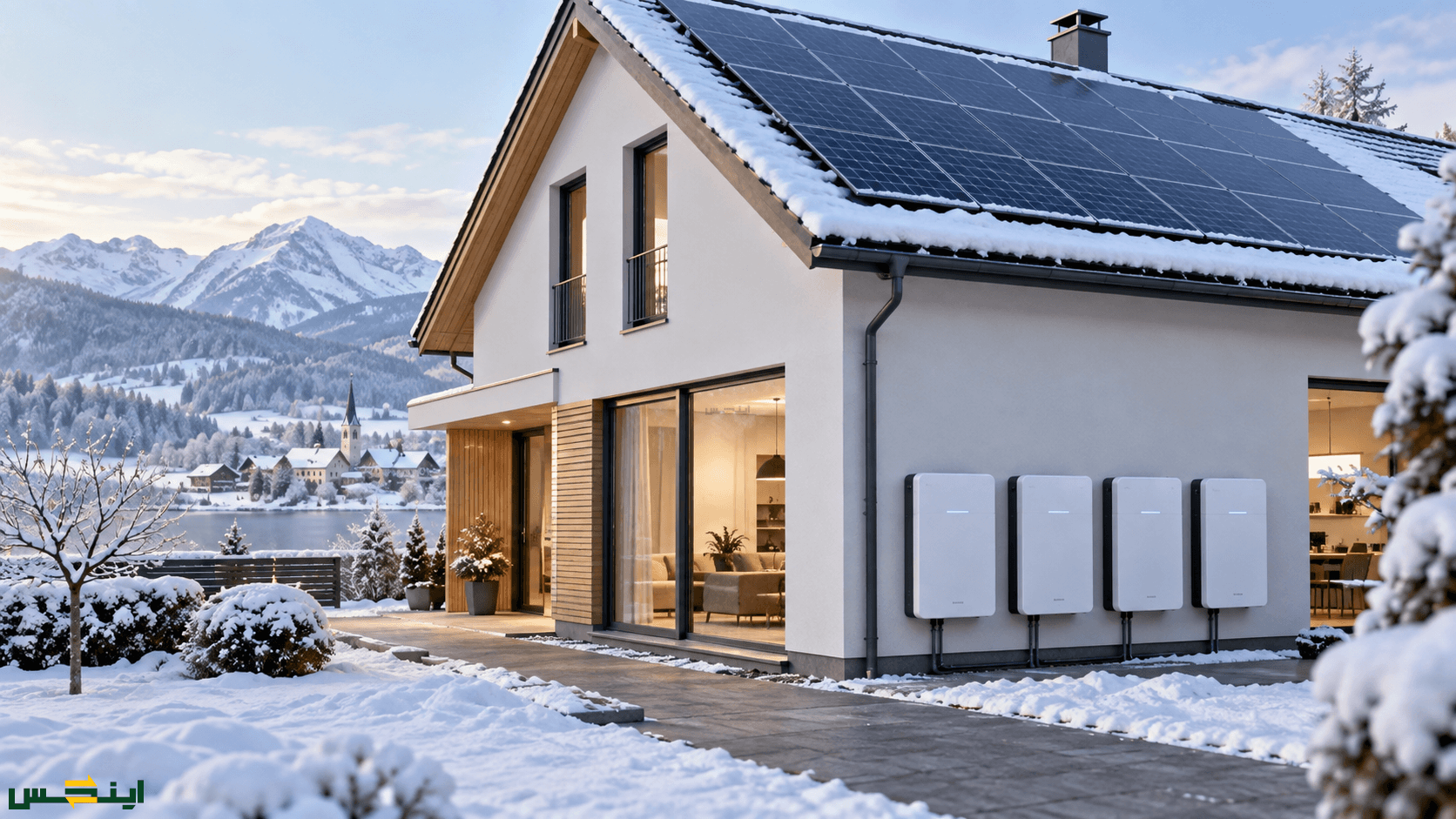 Solar panels in desert landscape